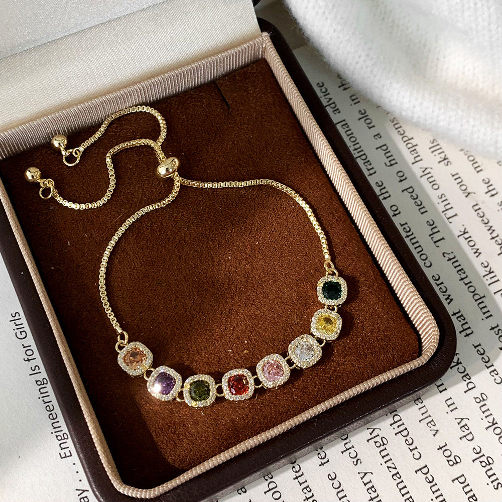 Graceful Gemstone Chain Charm Bracelet