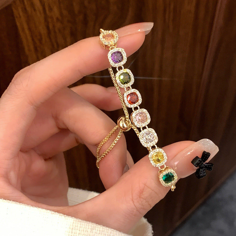 Graceful Gemstone Chain Charm Bracelet