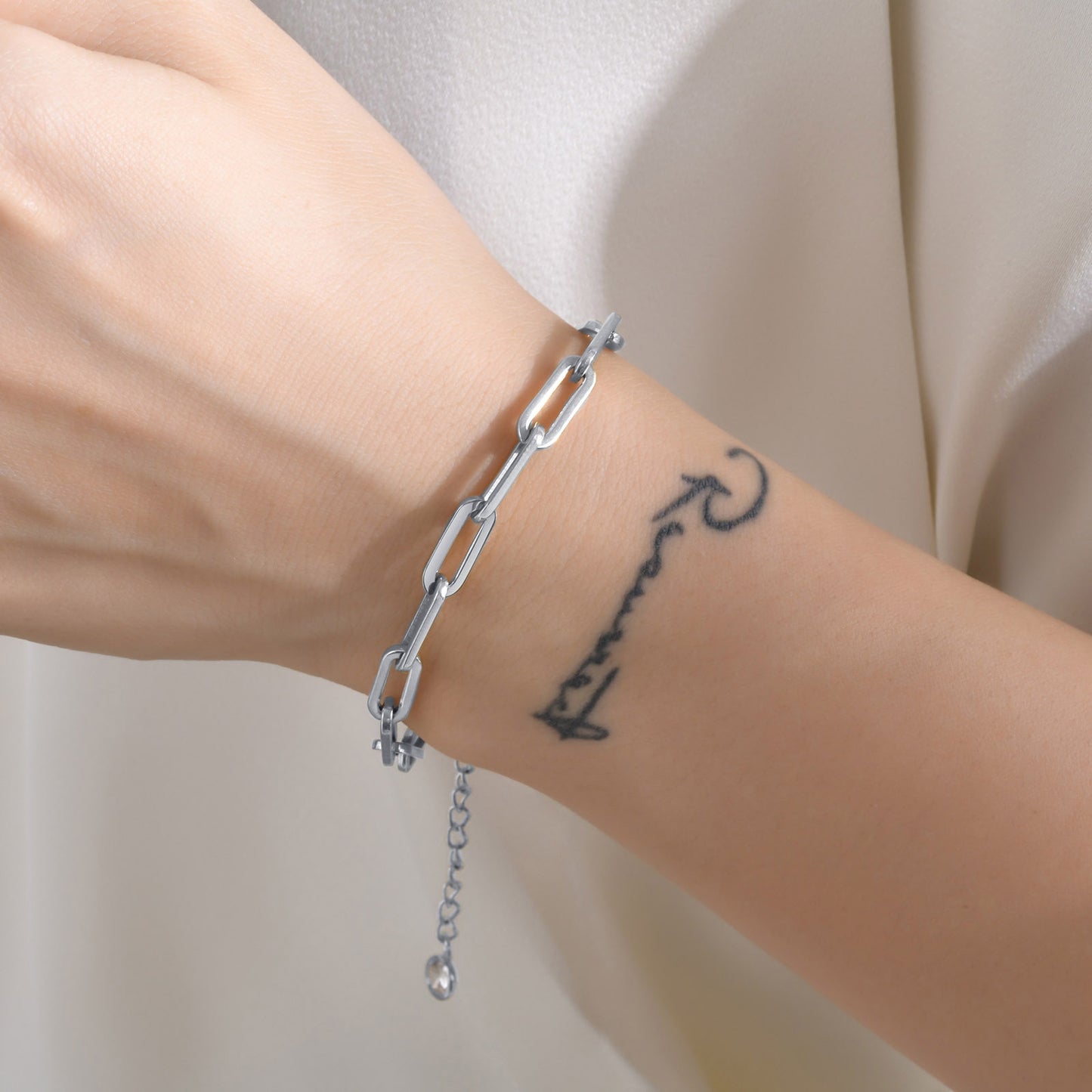 Graceful Titanium Cross Charm Bracelet
