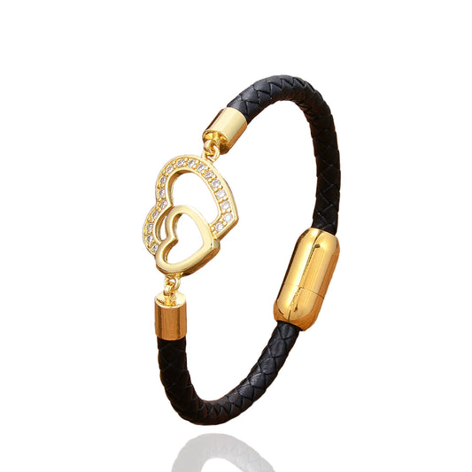 Simple Leather Heart Bracelet