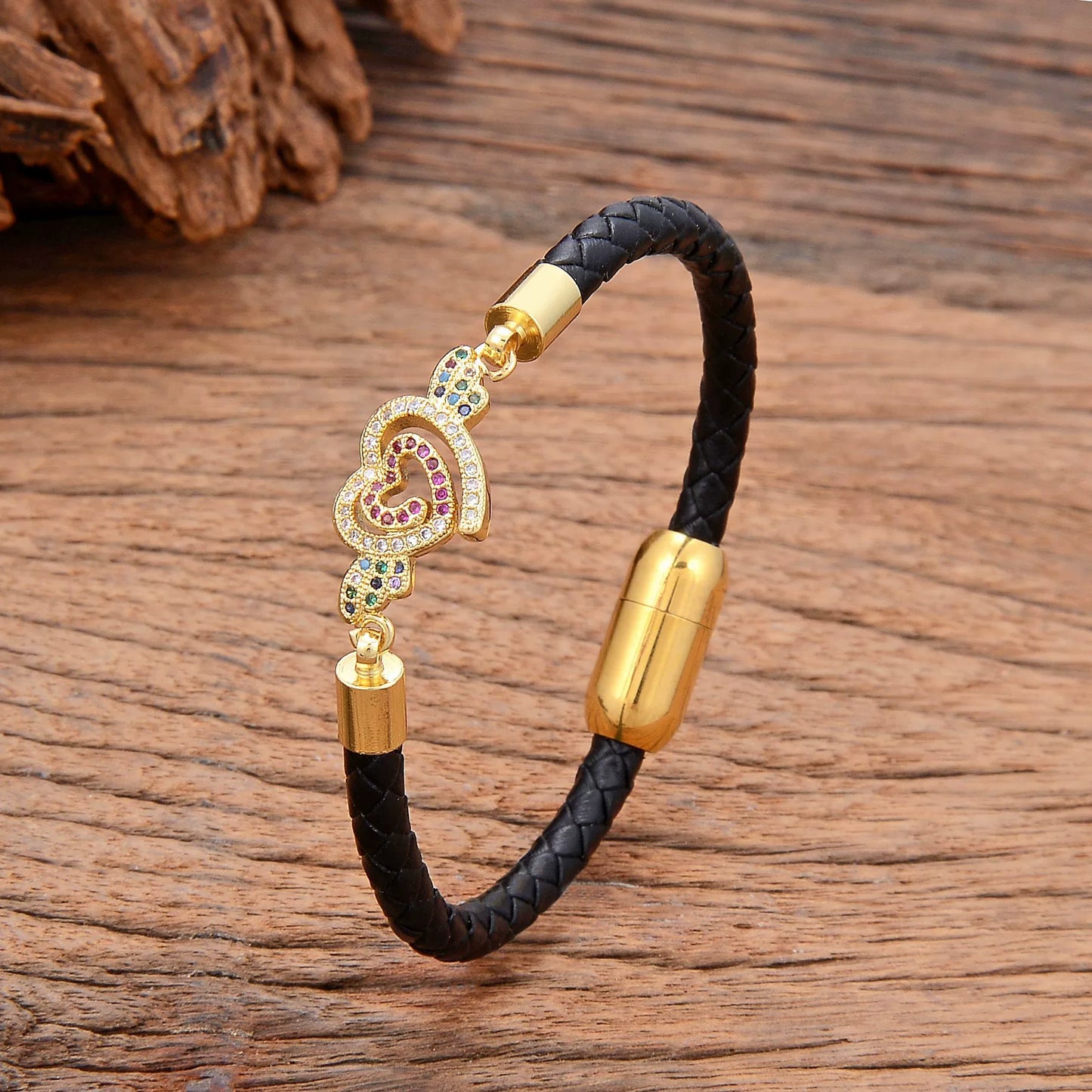 Simple Leather Heart Bracelet