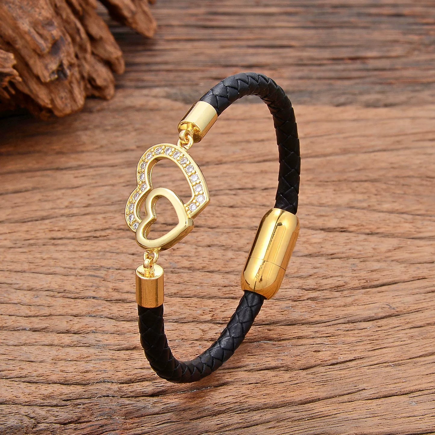Simple Leather Heart Bracelet