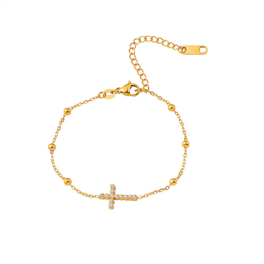 Bold Gold Plated Cross Charm Bracelet