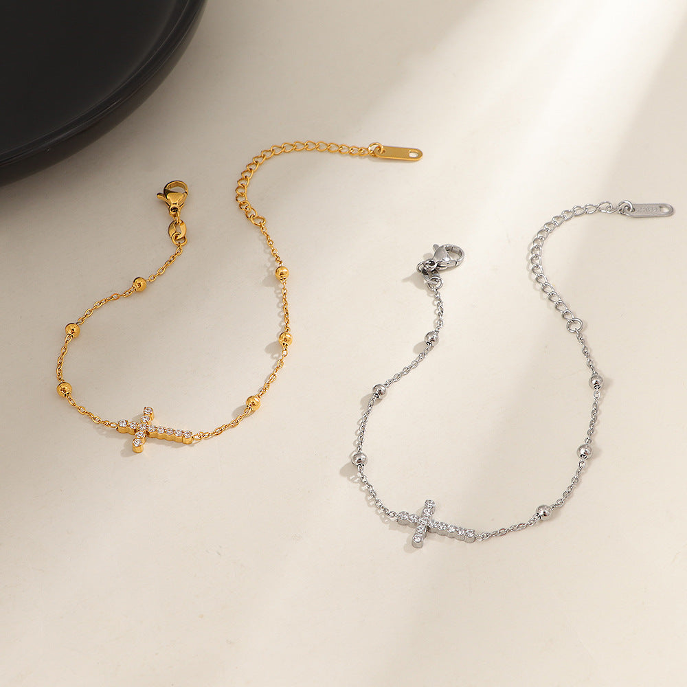 Bold Gold Plated Cross Charm Bracelet