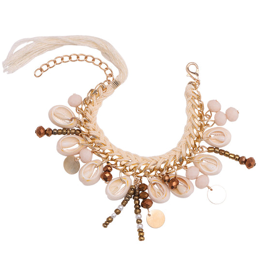 Boho Beaded Shell Chain Bracelet