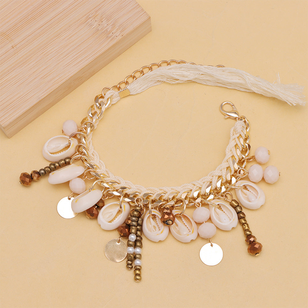 Boho Beaded Shell Chain Bracelet