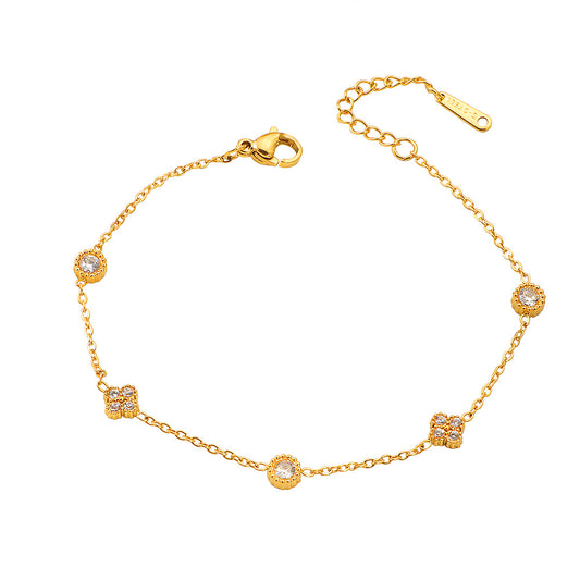 Elegant Minimalist Flower-shaped Circular Zirconia Bracelet