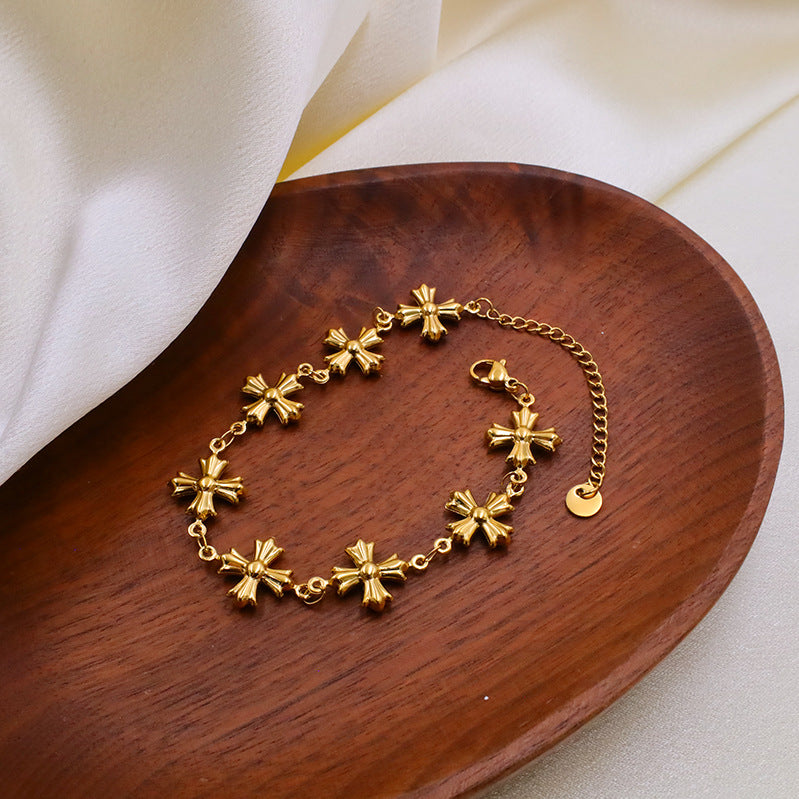 Dainty Stainless Steel Cross Chain Bracelet