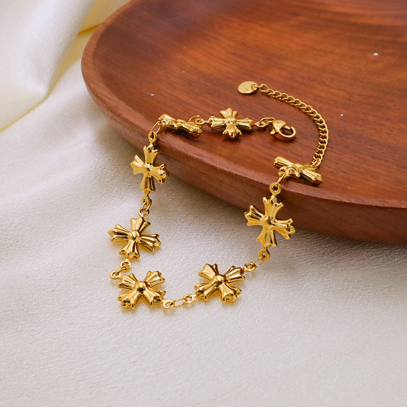 Dainty Stainless Steel Cross Chain Bracelet