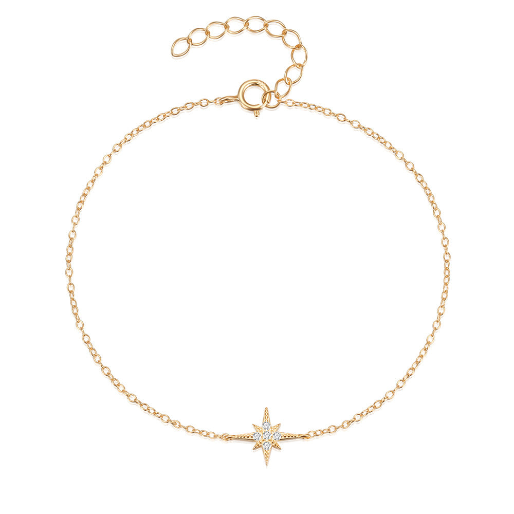 Dainty Eight-Point Star Diamond Bracelet for Women