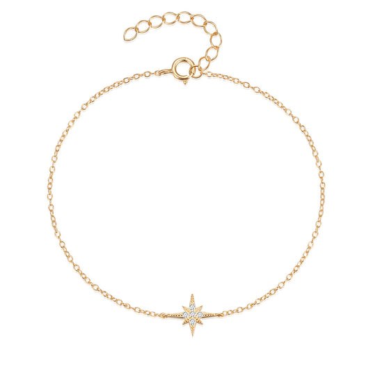 Dainty Eight-Point Star Diamond Bracelet for Women