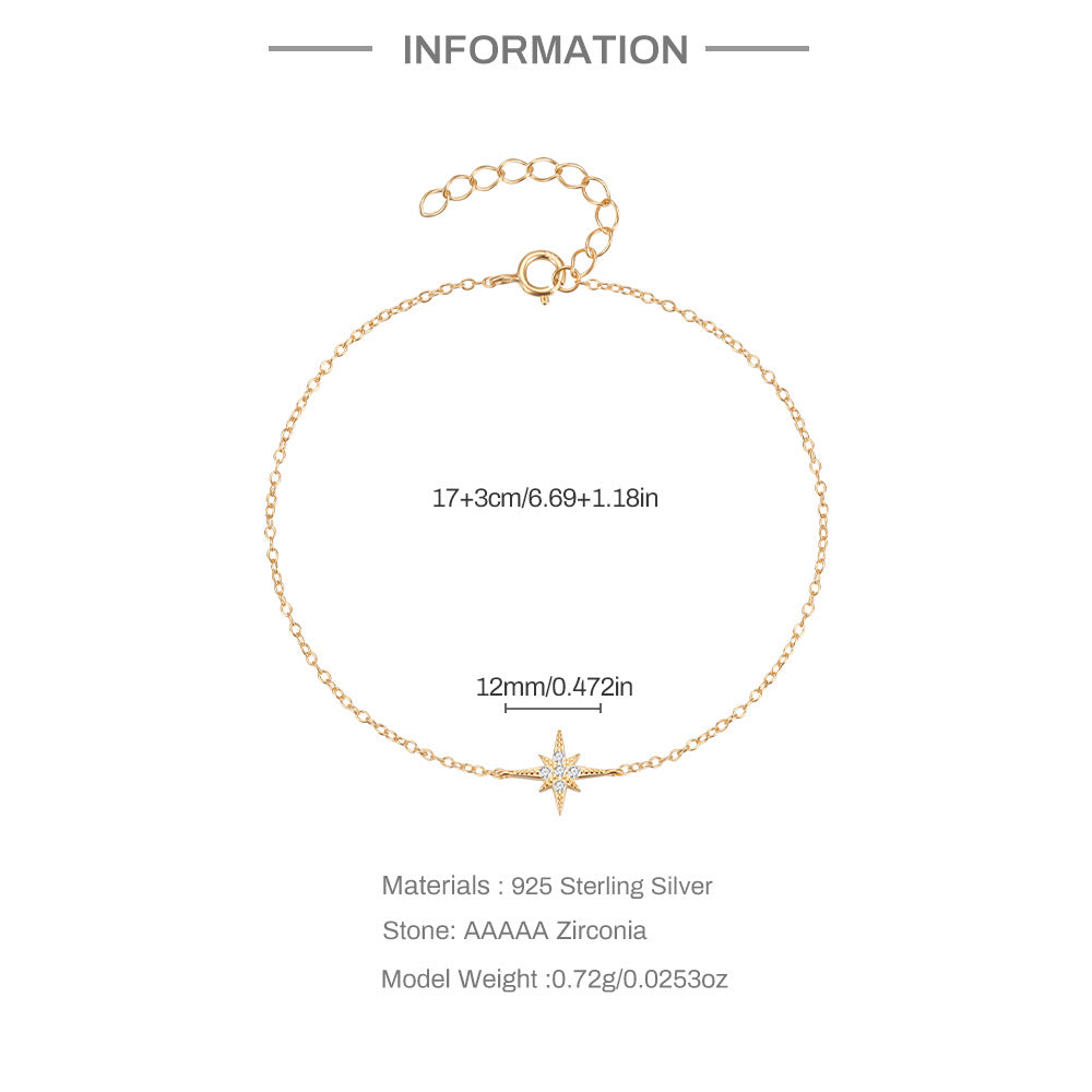 Dainty Eight-Point Star Diamond Bracelet for Women
