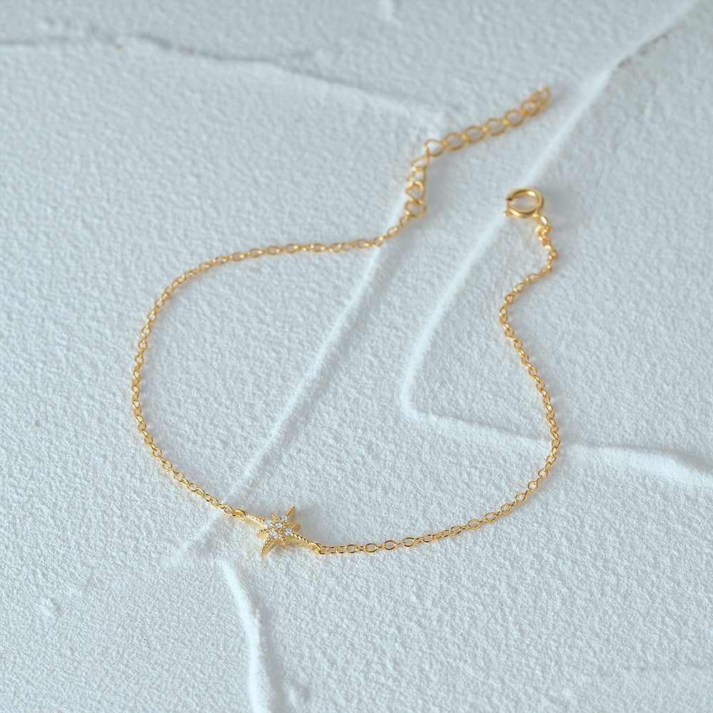 Dainty Eight-Point Star Diamond Bracelet for Women
