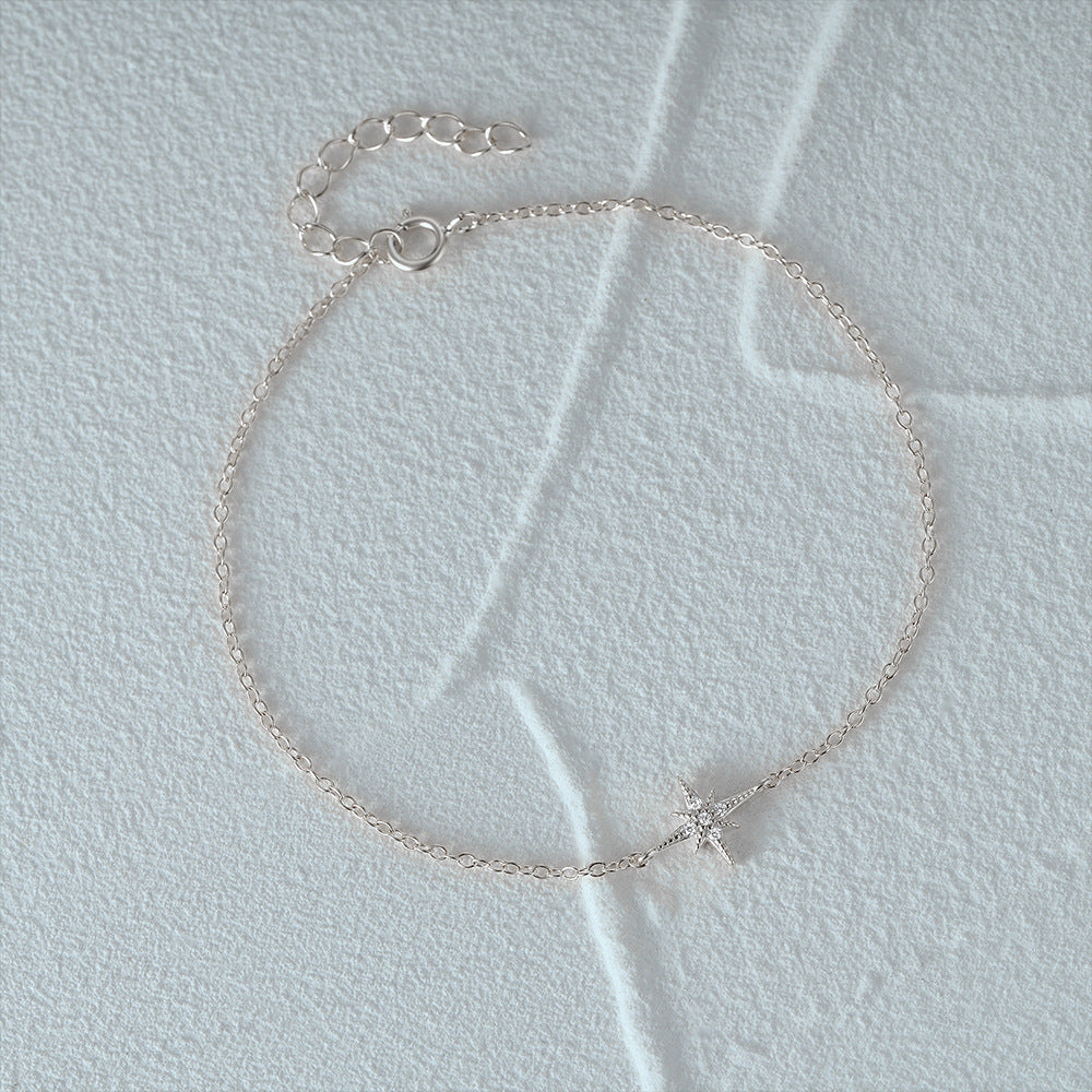 Dainty Eight-Point Star Diamond Bracelet for Women