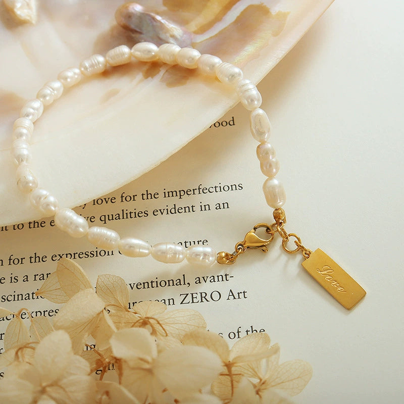 Paris Pearl Initial Bracelet–Dainty & Elegant