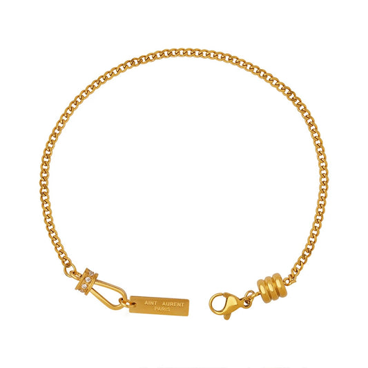 Korean Vintage Zircon Initial Tag Bracelet