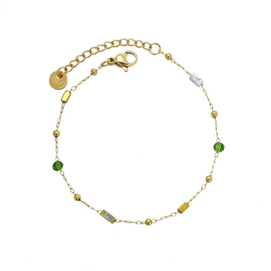 Natural Stone 18K Gold Plated Bracelet