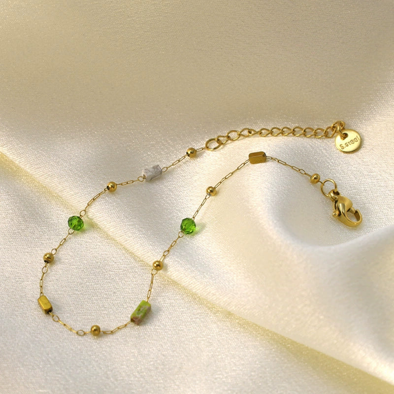 Natural Stone 18K Gold Plated Bracelet