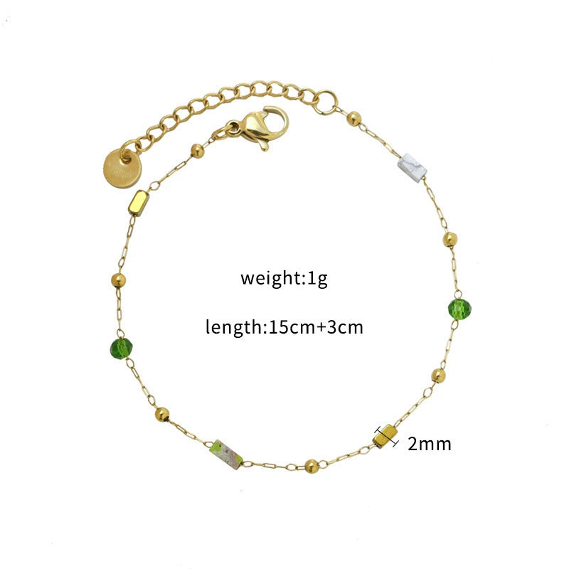 Natural Stone 18K Gold Plated Bracelet
