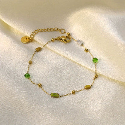 Natural Stone 18K Gold Plated Bracelet