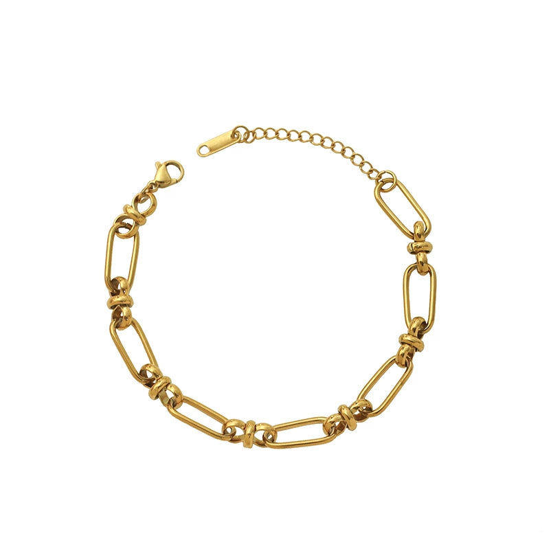 Trendy Hollow Circle Stainless Steel Bracelet Minimalist Everyday Style