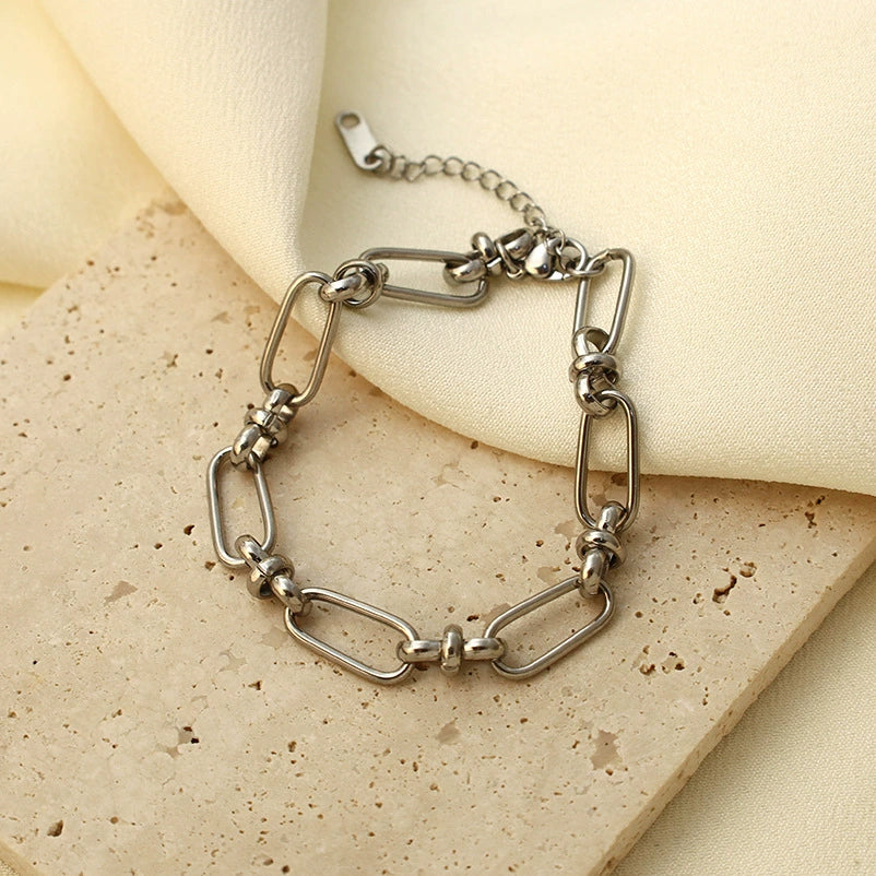 Trendy Hollow Circle Stainless Steel Bracelet Minimalist Everyday Style