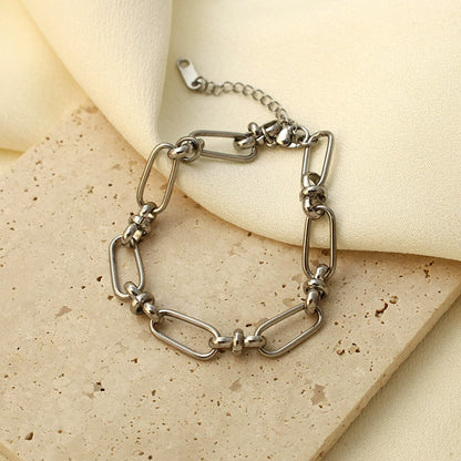 Trendy Hollow Circle Stainless Steel Bracelet Minimalist Everyday Style