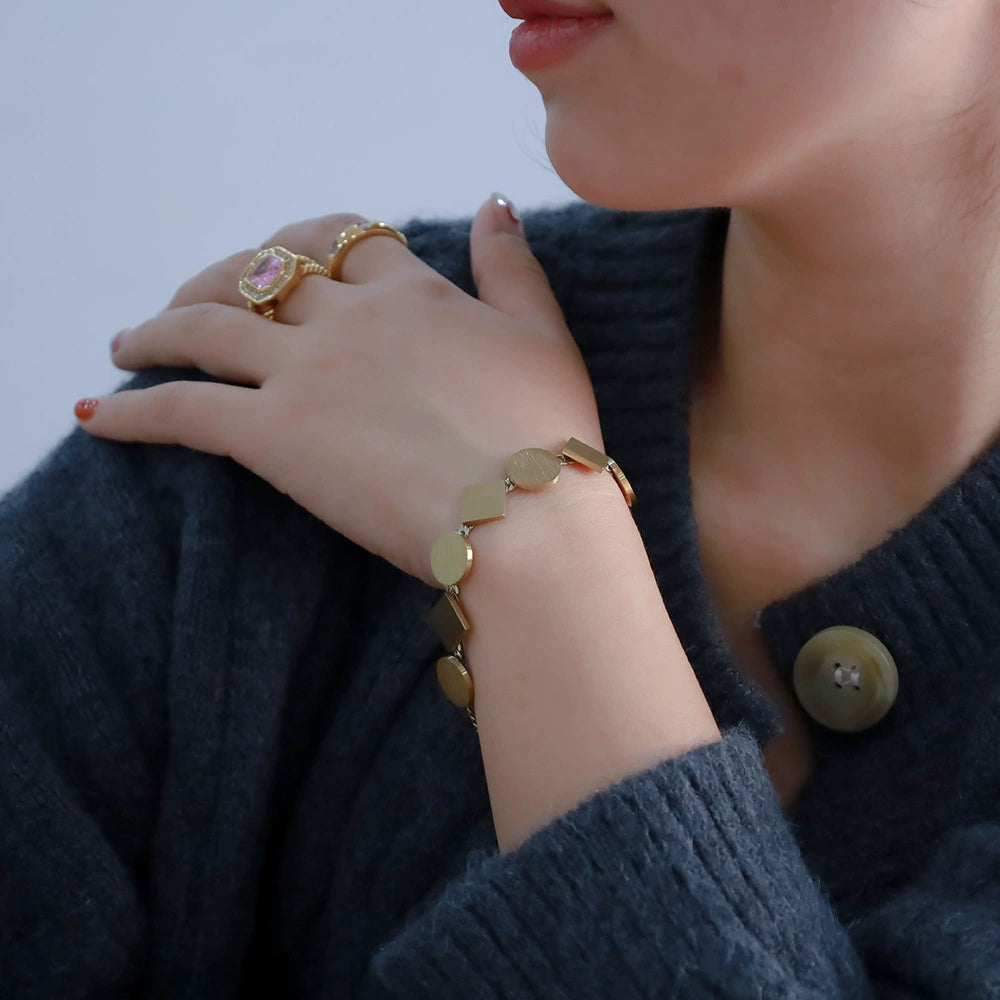 Trendy Irregular Geometric 18K Gold Bracelet