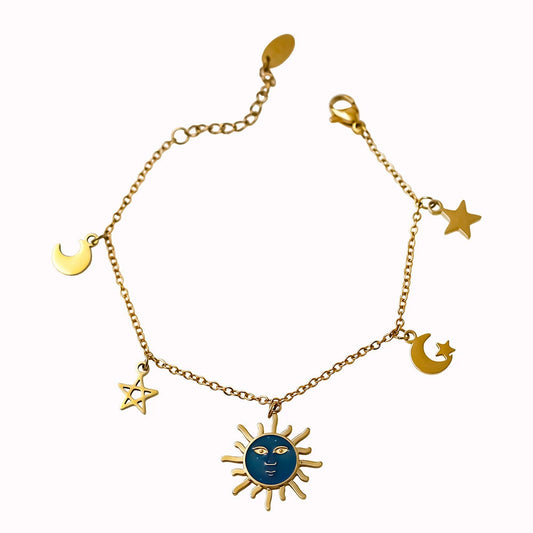 Trendy 18K Gold Sun Enamel Bracelet