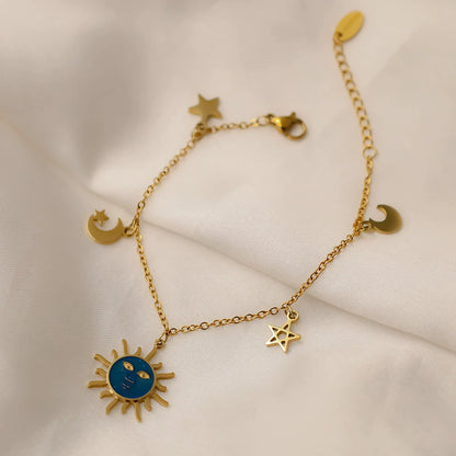 Trendy 18K Gold Sun Enamel Bracelet