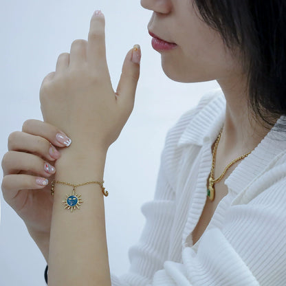 Trendy 18K Gold Sun Enamel Bracelet