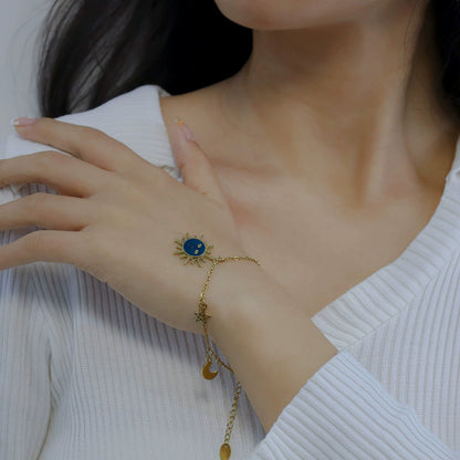 Trendy 18K Gold Sun Enamel Bracelet