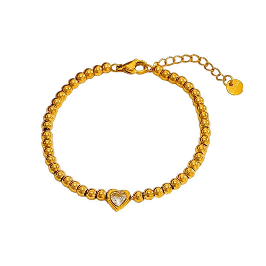 Trendy 18K Gold Beaded Zircon Bracelet
