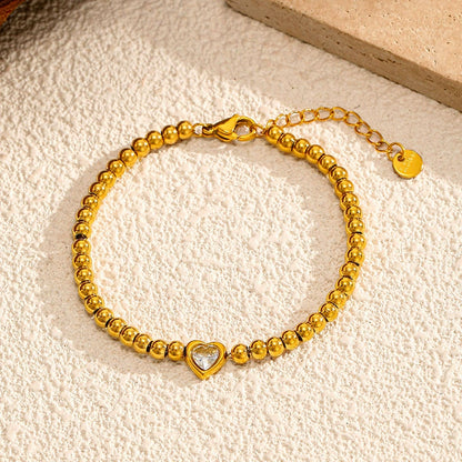 Trendy 18K Gold Beaded Zircon Bracelet