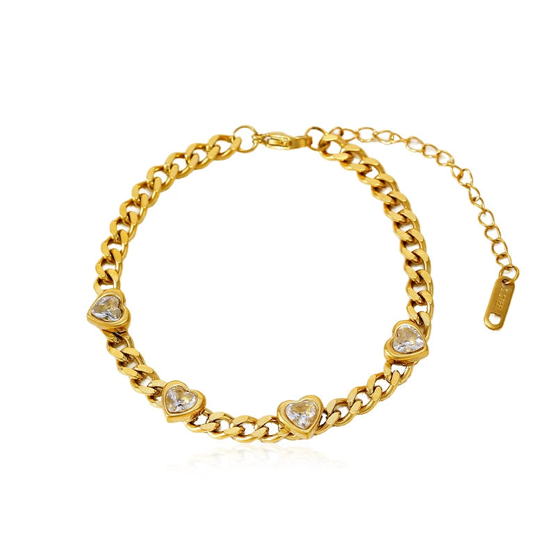 Elegant Heart Charm Bracelet