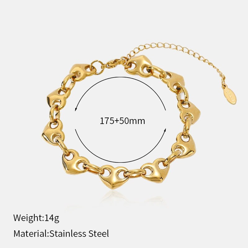 Chic Heart Gold Bracelet for Women