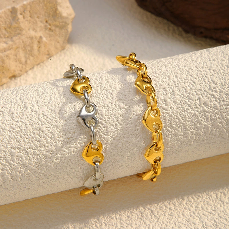 Chic Heart Gold Bracelet for Women