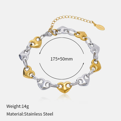 Chic Heart Gold Bracelet for Women