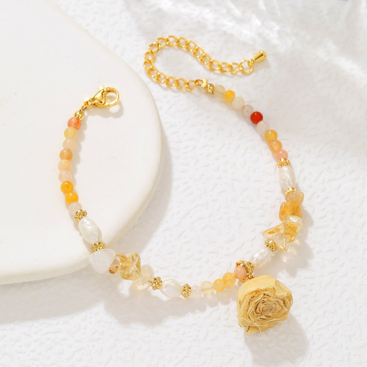 Floral Resin Pearl Statement Bracelet