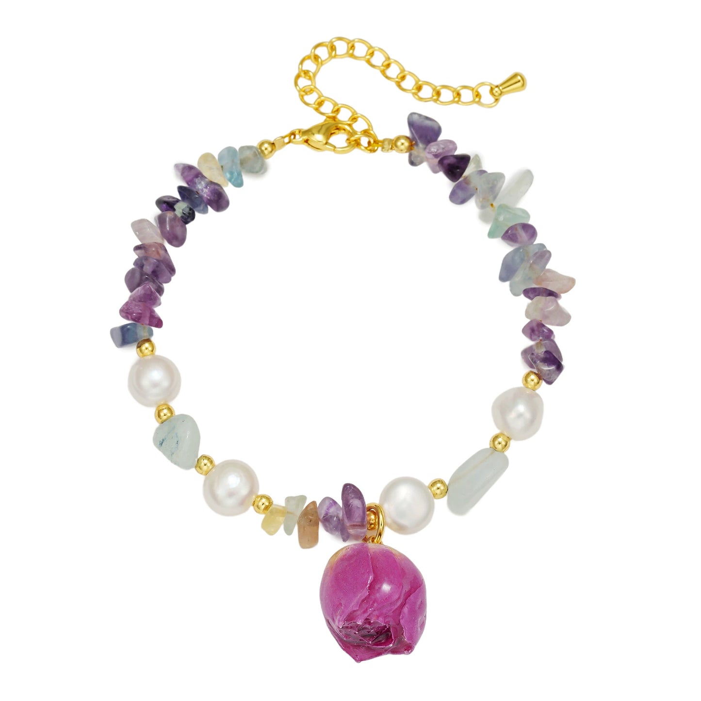 Floral Resin Pearl Statement Bracelet