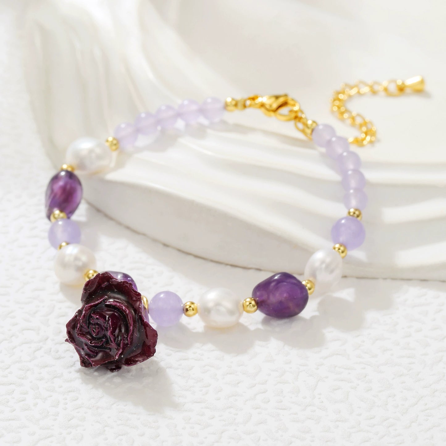 Floral Resin Pearl Statement Bracelet