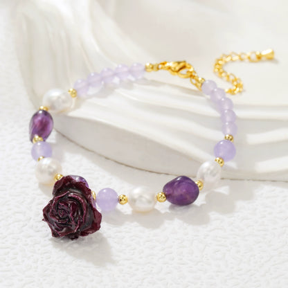 Floral Resin Pearl Statement Bracelet