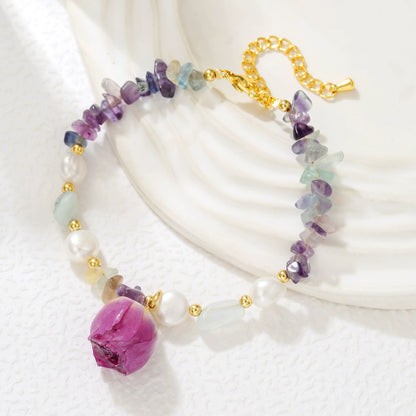Floral Resin Pearl Statement Bracelet