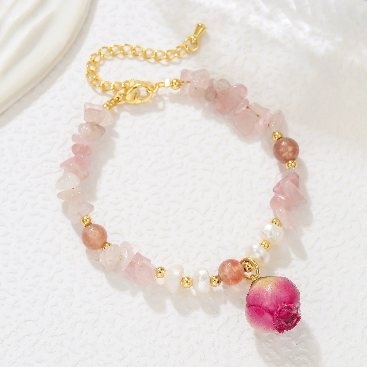 Floral Resin Pearl Statement Bracelet