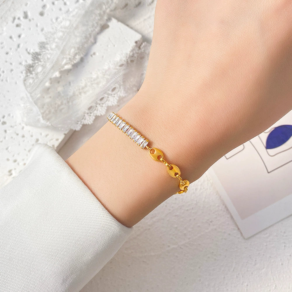 Square CZ Cuff Bracelet Women