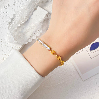 Square CZ Cuff Bracelet Women