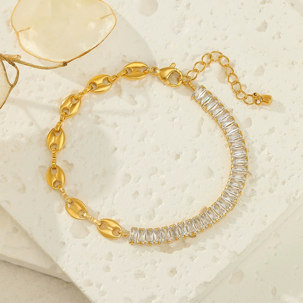 Square CZ Cuff Bracelet Women
