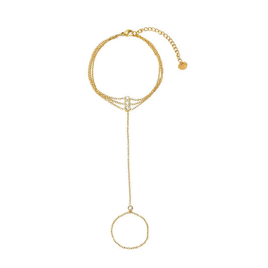 Minimalist Hand Chain Ring Bracelet Set