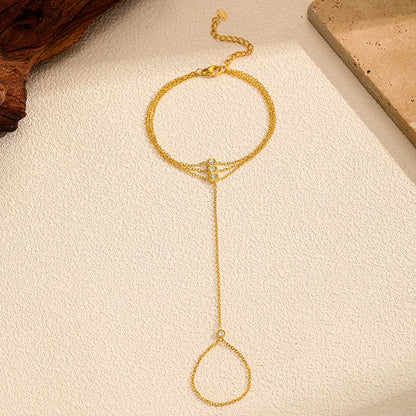 Minimalist Hand Chain Ring Bracelet Set