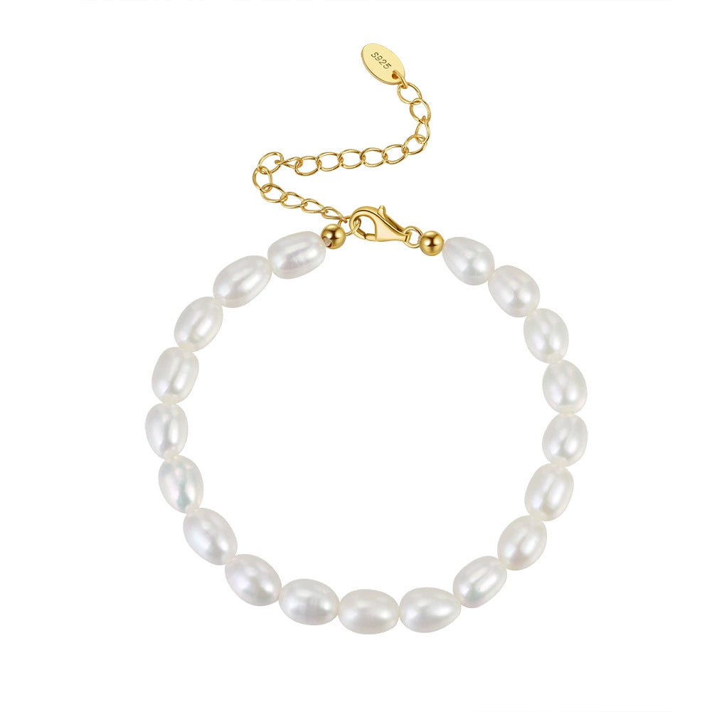 BaroqueLustre™ S925 Sterling Silver Natural Baroque Freshwater Pearl Adjustable Bracelet